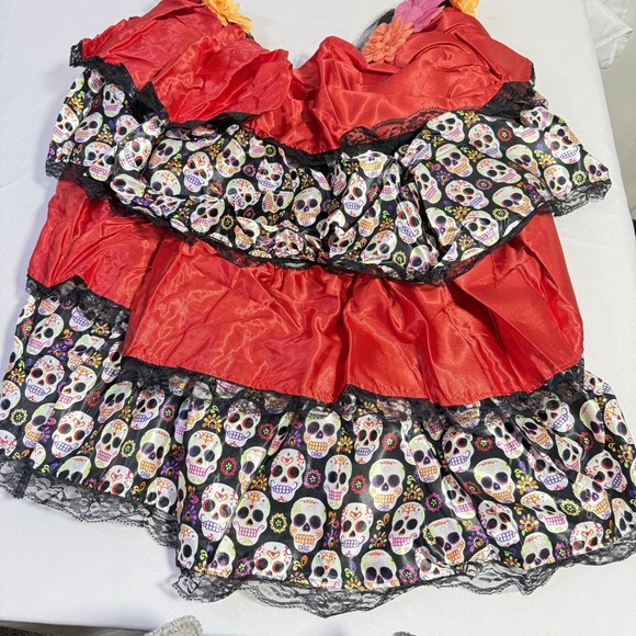 NEW Day Of The Dead Tie On Bustle‎ Adult Standard Halloween Party Costume - Picture 2 of 2